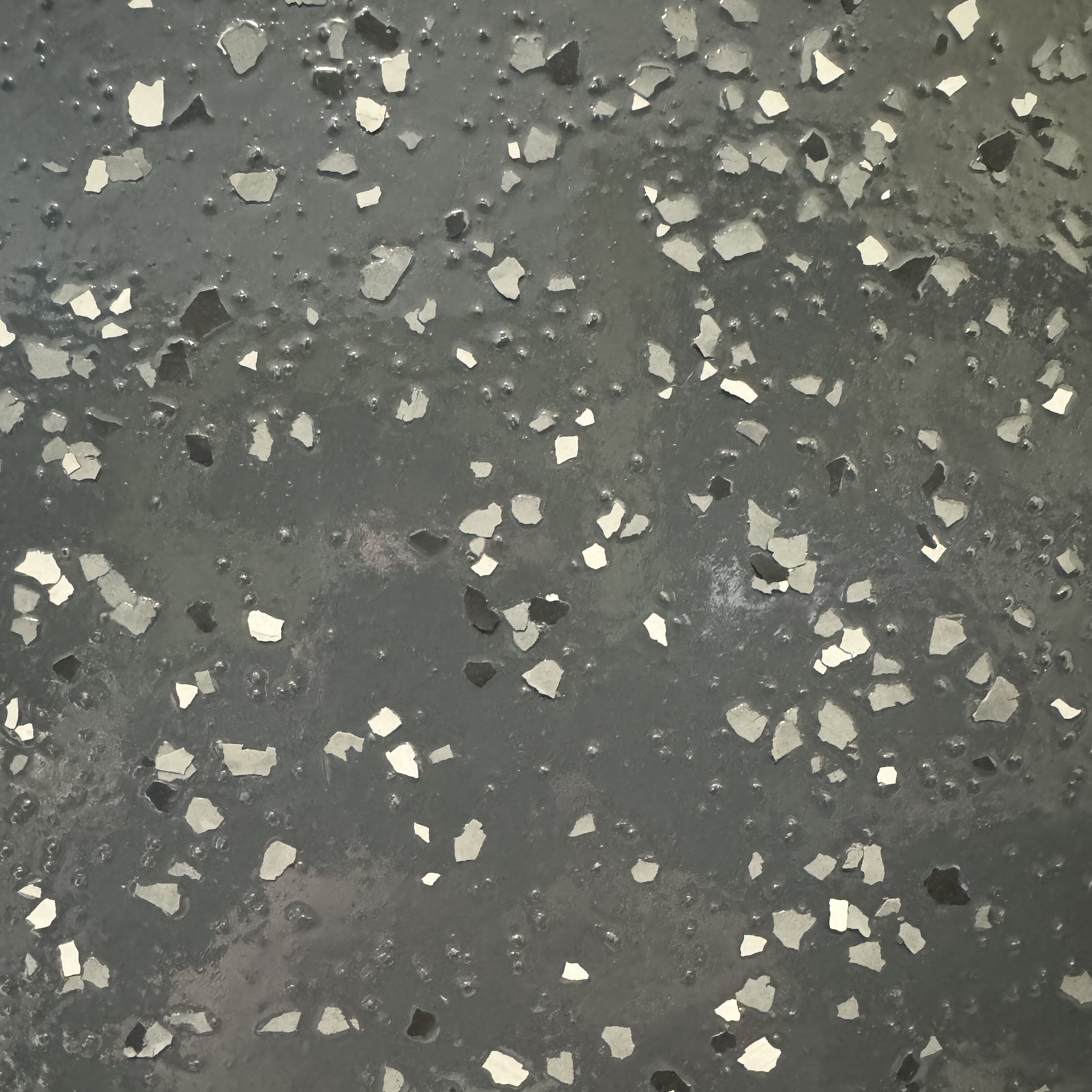 dark grey floor with beige and white flakes - Innovative Garage Flooring partial flake epoxy flooring