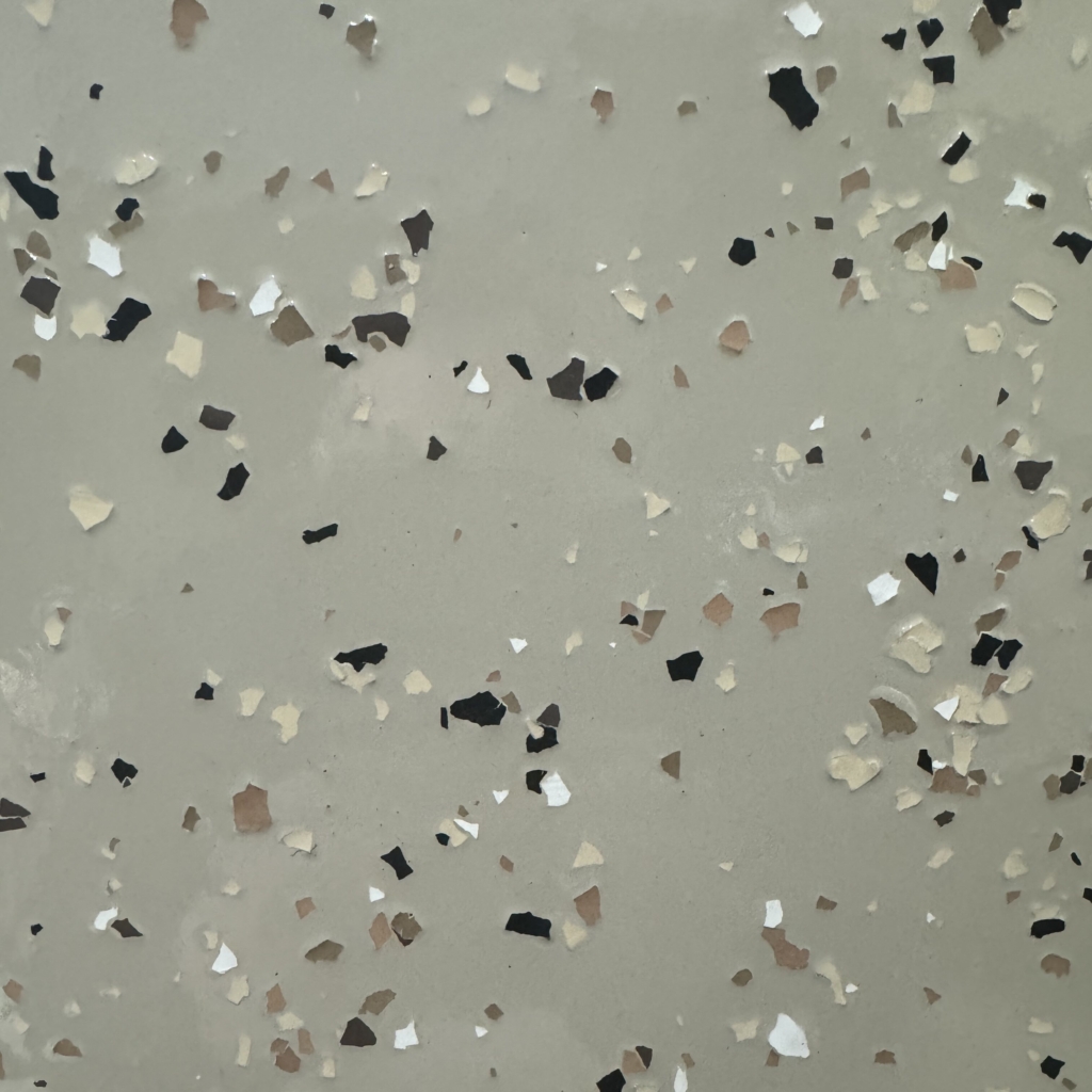 grey floor with black and white flakes - Innovative Garage Flooring partial flake epoxy flooring