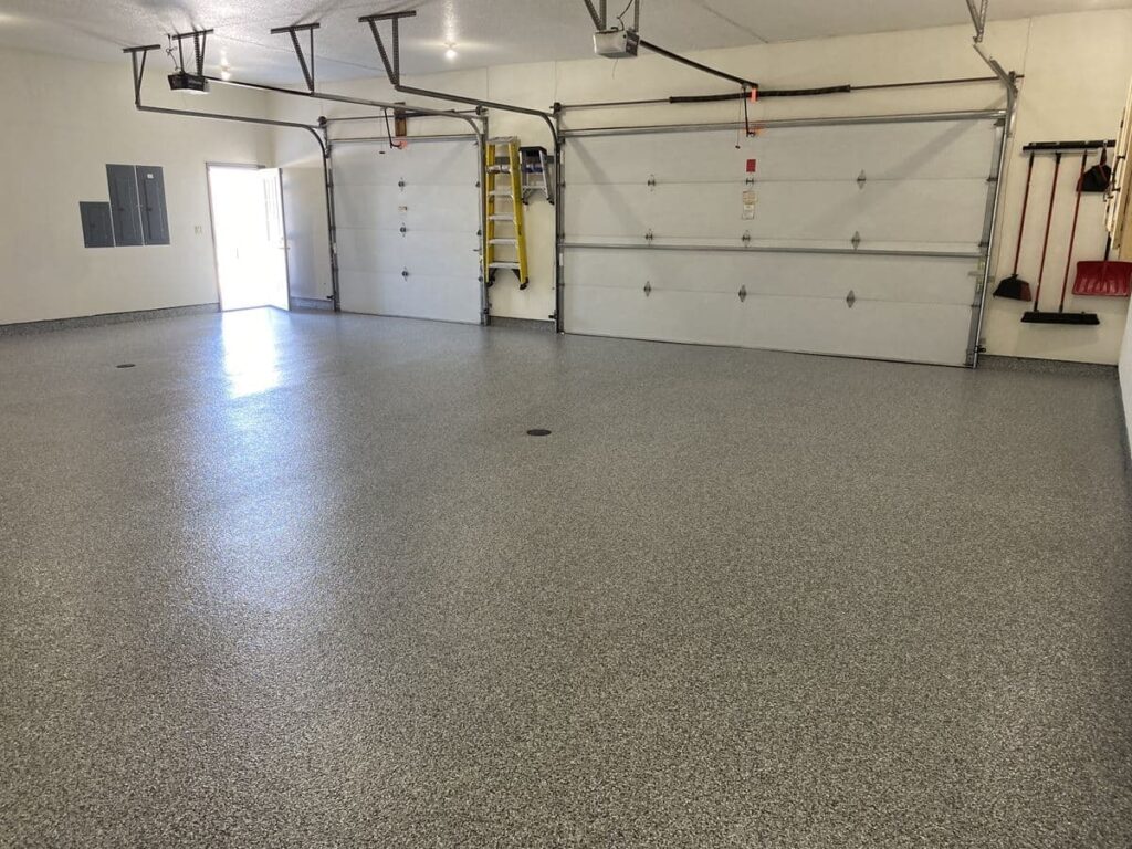 close up of a full flake epoxy floor - Innovative Garage Flooring epoxy flooring