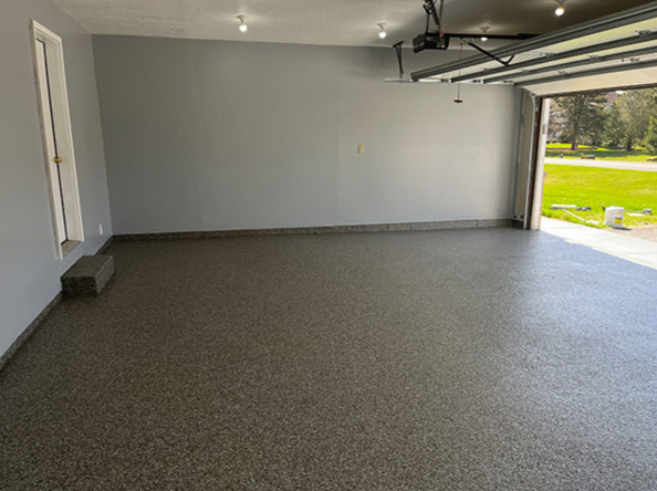 garage with open door - Innovative Garage Flooring full flake epoxy flooring