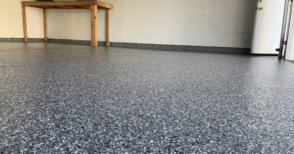 epoxy flooring with a grey base and white flakes - Innovative Garage Flooring epoxy flooring 