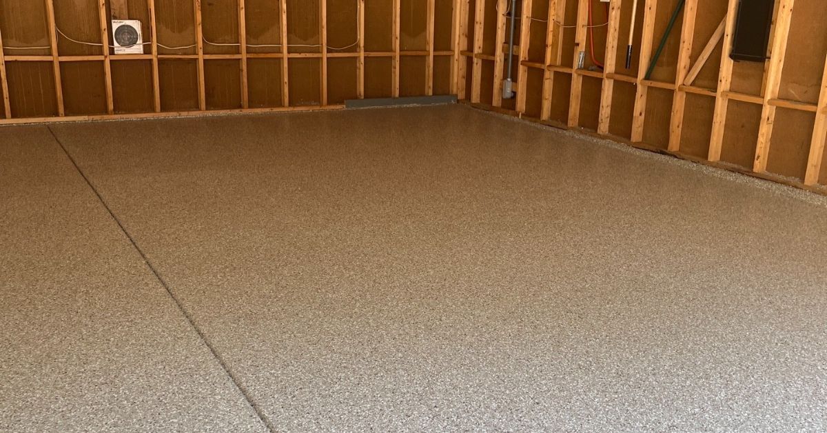 full flake epoxy flooring with brown and white flakes - Innovative Garage Flooring epoxy flooring