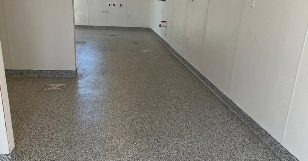 full flake epoxy flooring in a commercial building - Innovative Garage Flooring epoxy flooring contractors near