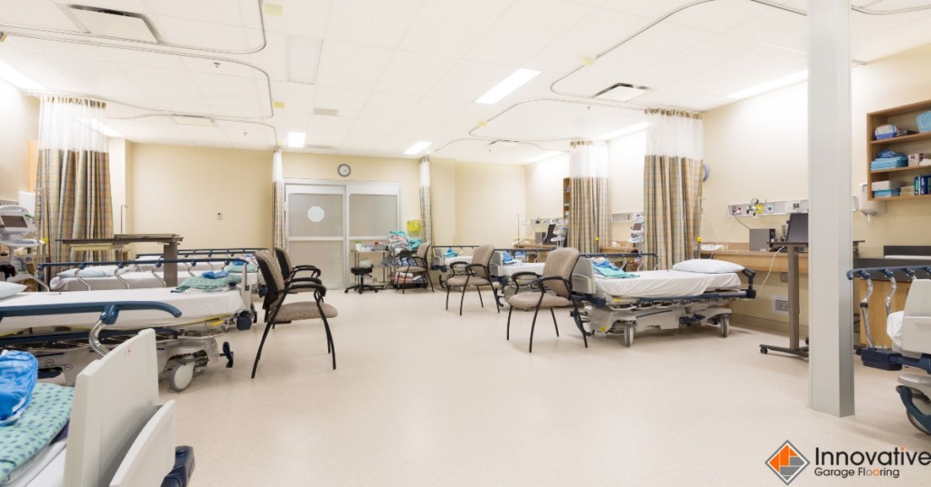 empty hospital beds with chairs - Innovative Garage Flooring epoxy flooring for healthcare and medical-facilities