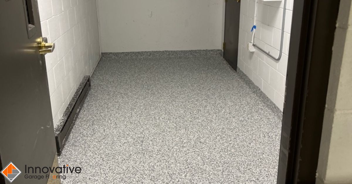 close up of epoxy flooring in a commercial space- Innovative Garage Flooring epoxy flooring