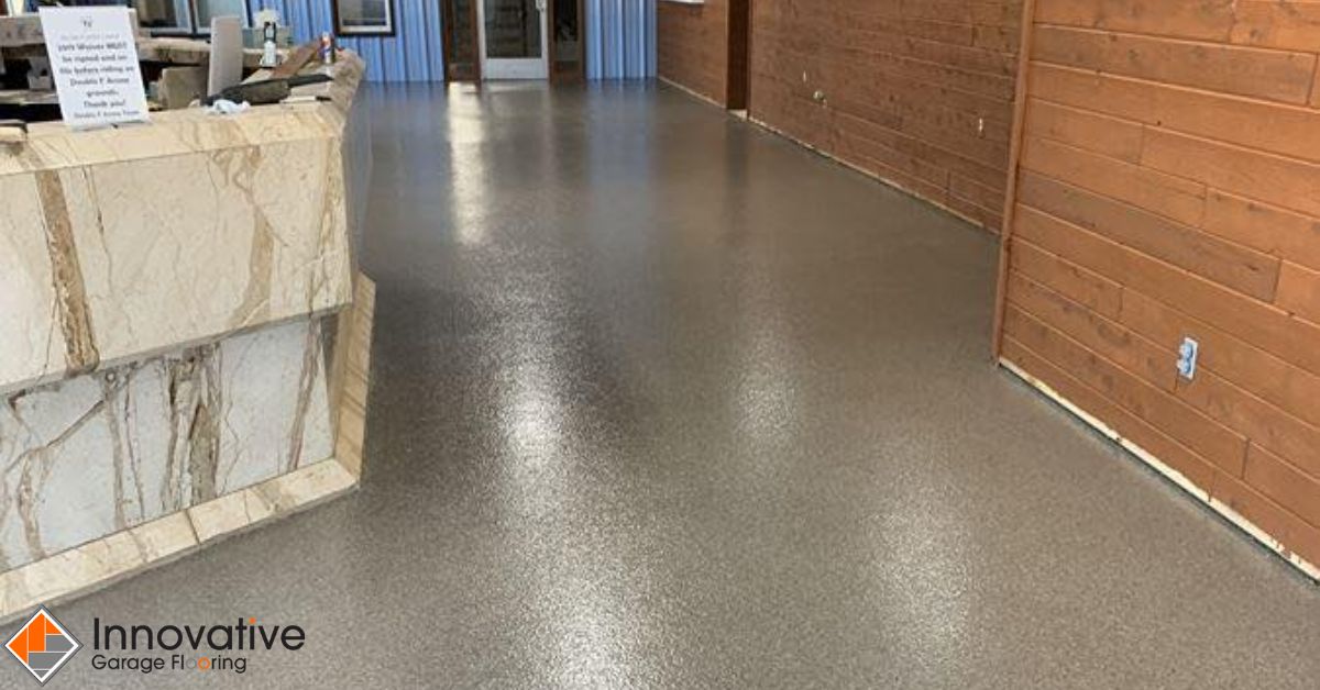 close up of epoxy flooring in a commercial space- Innovative Garage Flooring epoxy flooring