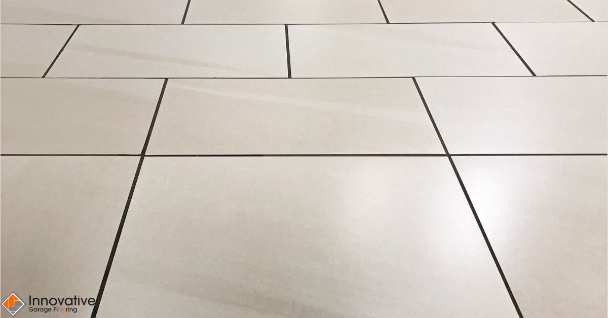 close up of beige colored ceramic tile - Innovative Garage Flooring Commercial Flooring Solutions